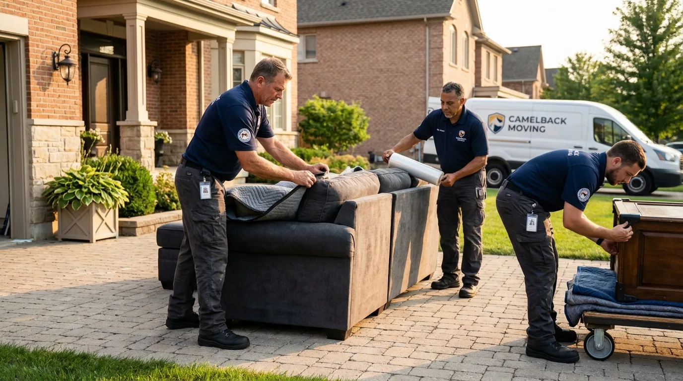 Large estate moving crew wrapping furniture in Liberty, TX